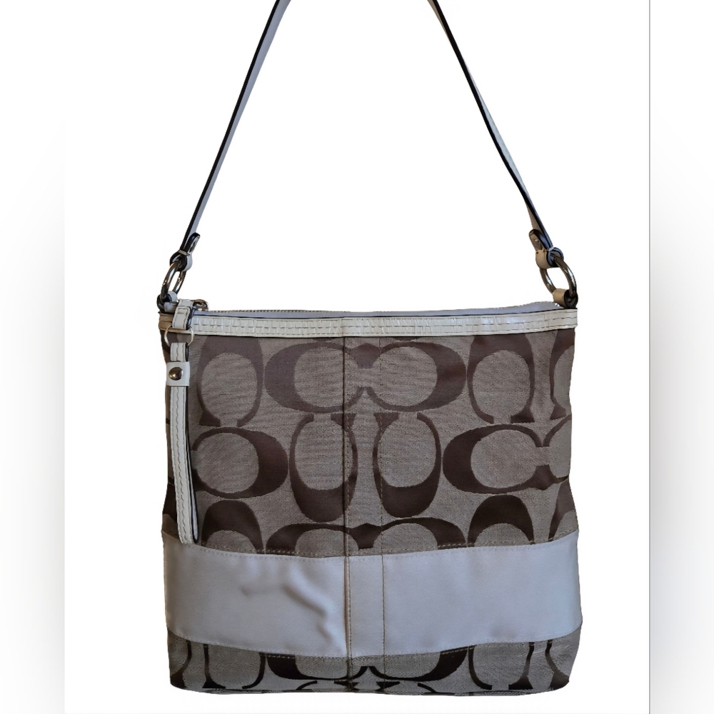 Coach Brown and Cream Shoulder Bag